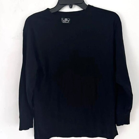 Men’s Black Long Sleeve T-Shirt Size M Basic Plain Crew Neck Casual Tee Top - Picture 2 of 3